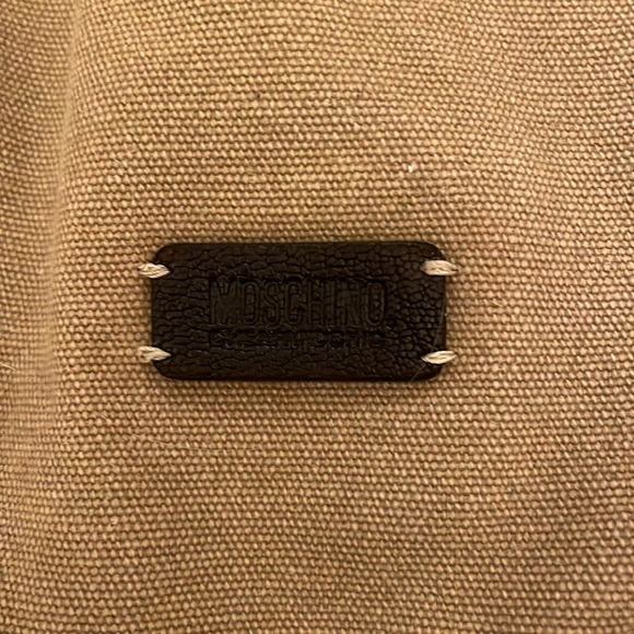 Vintage beaded Love Moschino Cheap & Chic tan and red canvas handbag tote purse - Picture 9 of 17